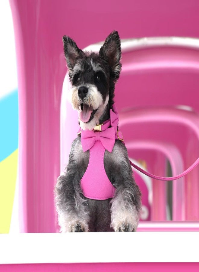 Beirui Adorable Small Dog Harness Collar and Leash Set,Cute XS Puppy Harness Set with 3 Bows for Small Dogs,Pomeranian,Yorkie,Adjustable Step-in Vest for Walking,Parties&Holiday Outfits(Hot Pink,XS) - Image 2