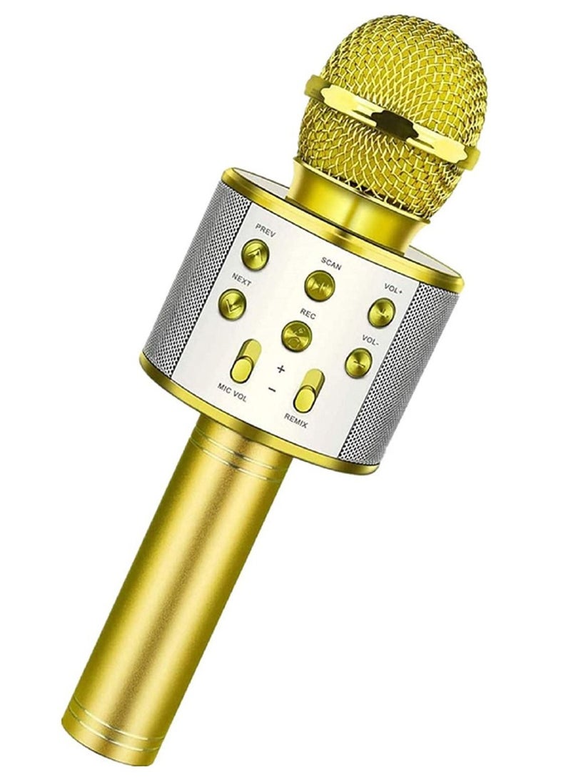 ELTRAZONE Wireless Bluetooth Karaoke Microphone,Rechargeable Kids Microphone Karaoke Machine,Professional Handheld Karaoke Mic Speaker Home KTV Kids Birthday Party - Best Gifts for Kids Adults (Gold) - Image 1