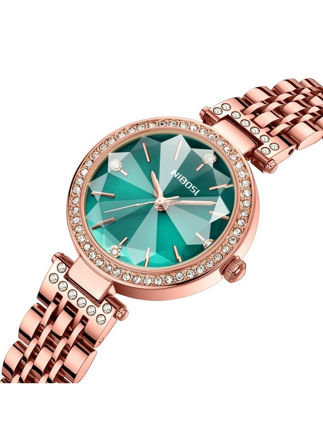 NIBOSI - NIBOSI Women Stainless Steel Watches Analog Rose Gold Square Dial Women's Watch For Girls&Miss&Ladies Diamond Studded With Stylish Watches Waterproof, Band Color-Rose Gold - Image 1