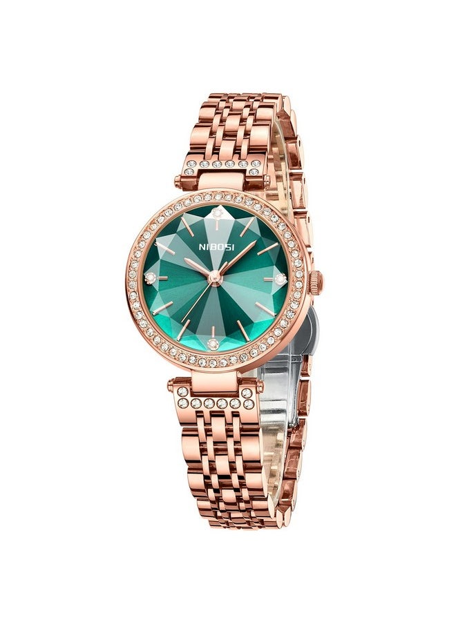 NIBOSI - NIBOSI Women Stainless Steel Watches Analog Rose Gold Square Dial Women's Watch For Girls&Miss&Ladies Diamond Studded With Stylish Watches Waterproof, Band Color-Rose Gold - Image 1