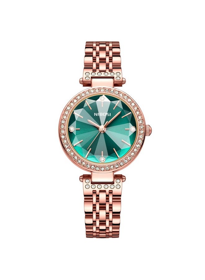 NIBOSI - NIBOSI Women Stainless Steel Watches Analog Rose Gold Square Dial Women's Watch For Girls&Miss&Ladies Diamond Studded With Stylish Watches Waterproof, Band Color-Rose Gold - Image 1