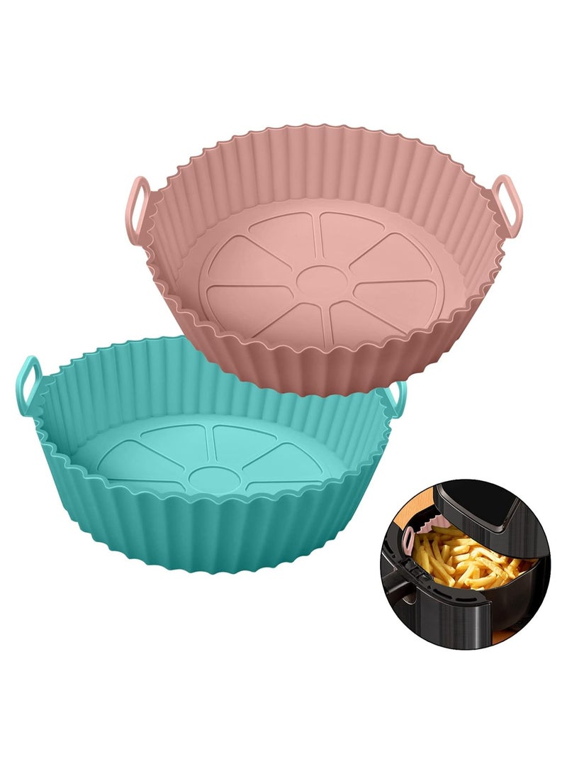XIILSIE Air Fryer Silicone Pot, 2Pcs Air Fryer Silicone Liners Round Food Safe Non Stick Air Fryer Basket Accessories, Reusable Replacement of Flammable... - Image 1