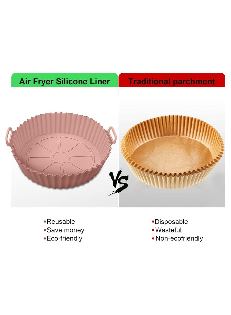 XIILSIE Air Fryer Silicone Pot, 2Pcs Air Fryer Silicone Liners Round Food Safe Non Stick Air Fryer Basket Accessories, Reusable Replacement of Flammable... - Image 3