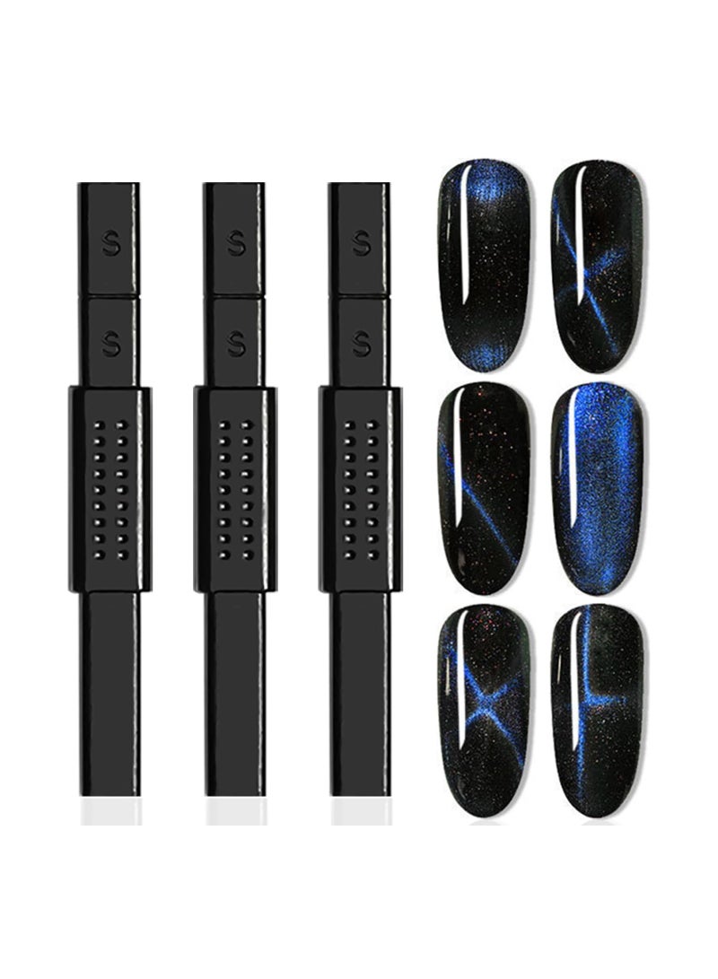 Excefore 3pcs Nail Magnet Cat Eye Magnet for Nails, Magnetic Gel Nail Polish, Double-Head Nail Magnets Wand, Magic Stronger Magnet Stick Manicure Tool for Cat Eye Gel Polish DIY Nail Art - Image 1