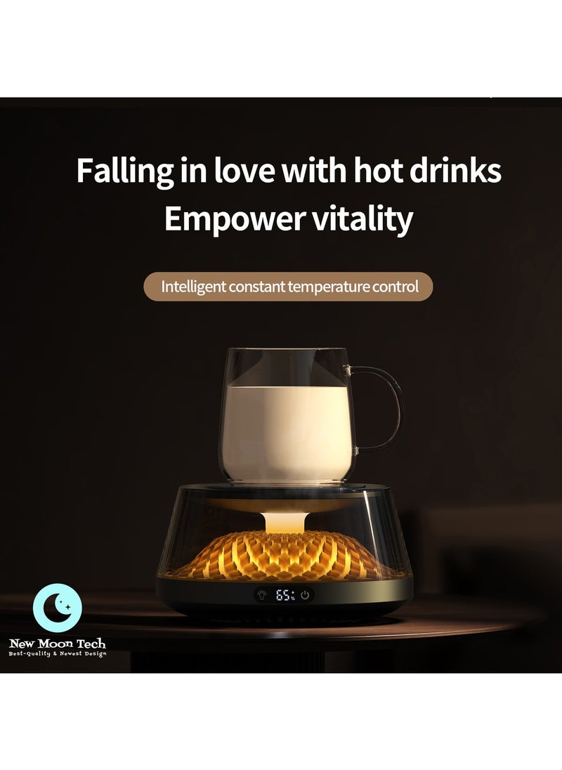 New Moon Tech Warmer Series W1 Multiple Lights Color Cup Warmer. Diamond Array Shaped Coaster Warmer. 5 Temperature Levels. Black.  - Image 2