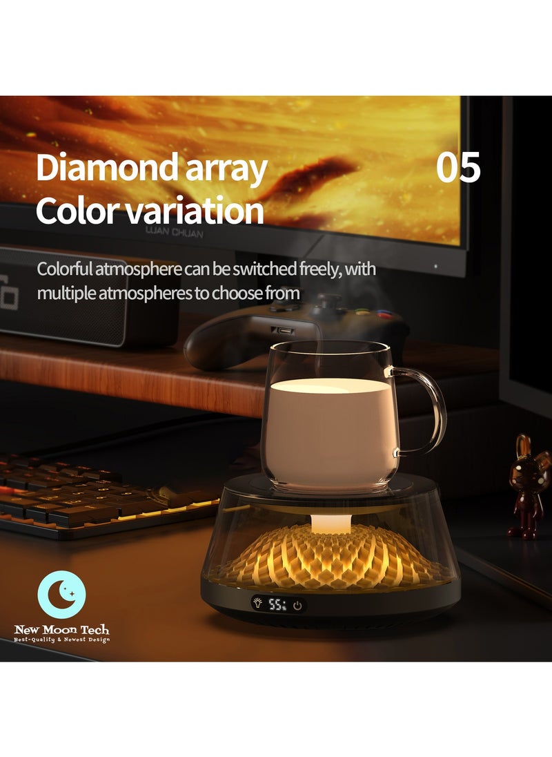 Warmer Series W1 Multiple Lights Color Cup Warmer. Diamond Array Shaped Coaster Warmer. 5 Temperature Levels. Black.