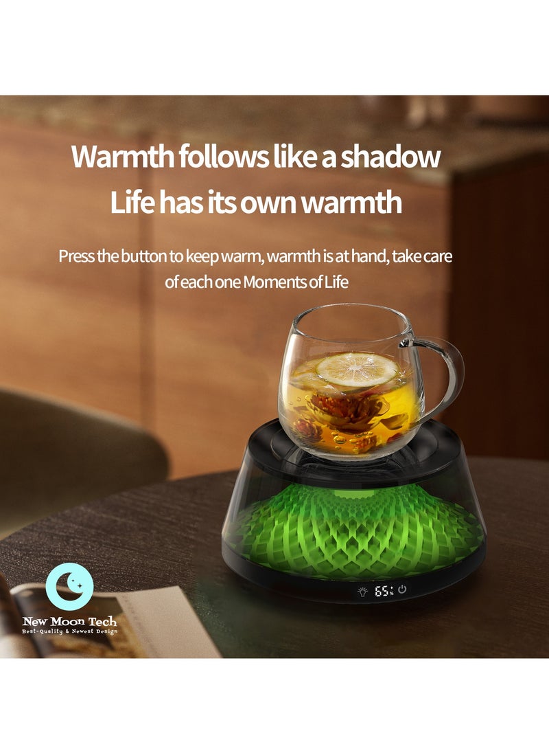 Warmer Series W1 Multiple Lights Color Cup Warmer. Diamond Array Shaped Coaster Warmer. 5 Temperature Levels. Black.