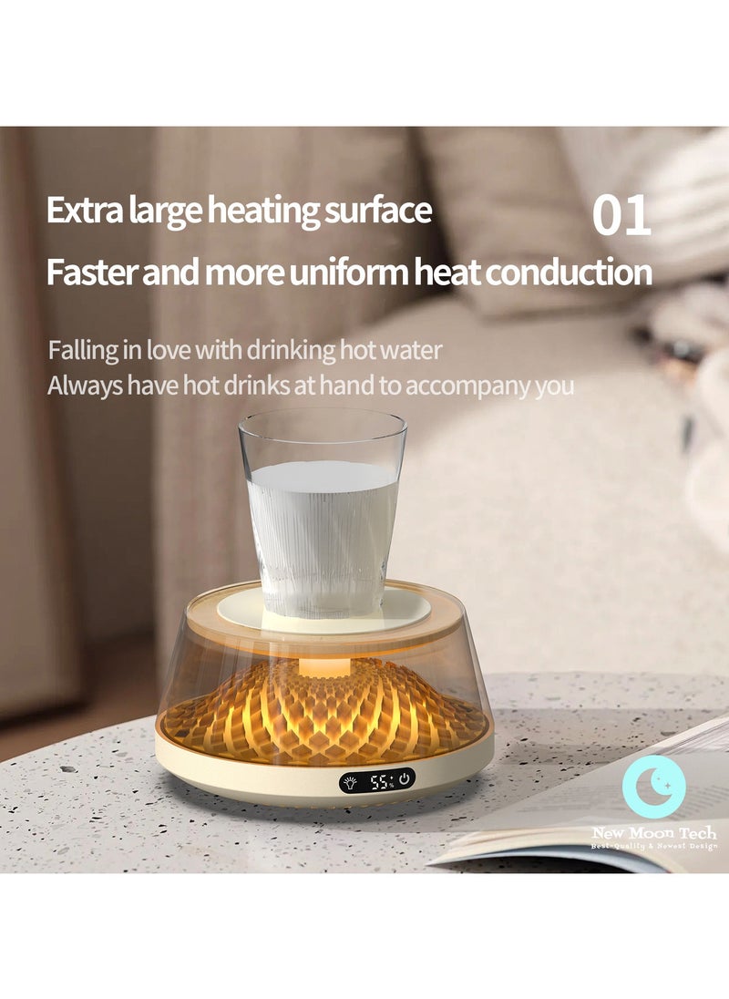 New Moon Tech Warmer Series W1 Multiple Lights Color Cup Warmer. Diamond Array Shaped Coaster Warmer. 5 Temperature Levels. Black.  - Image 3