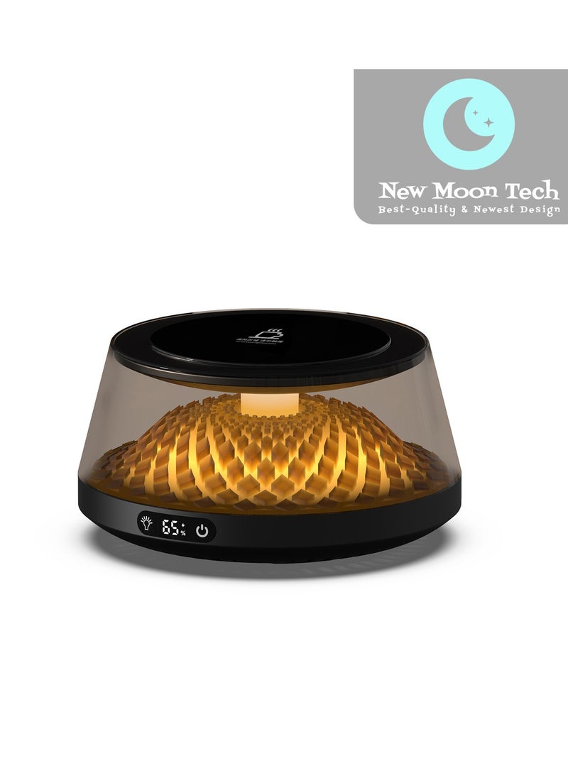 New Moon Tech Warmer Series W1 Multiple Lights Color Cup Warmer. Diamond Array Shaped Coaster Warmer. 5 Temperature Levels. Black.  - Image 1