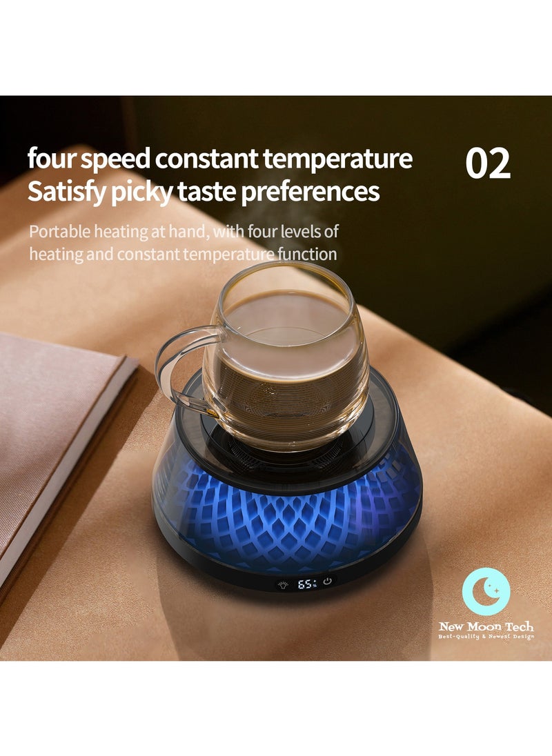 New Moon Tech Warmer Series W1 Multiple Lights Color Cup Warmer. Diamond Array Shaped Coaster Warmer. 5 Temperature Levels. Black.  - Image 4