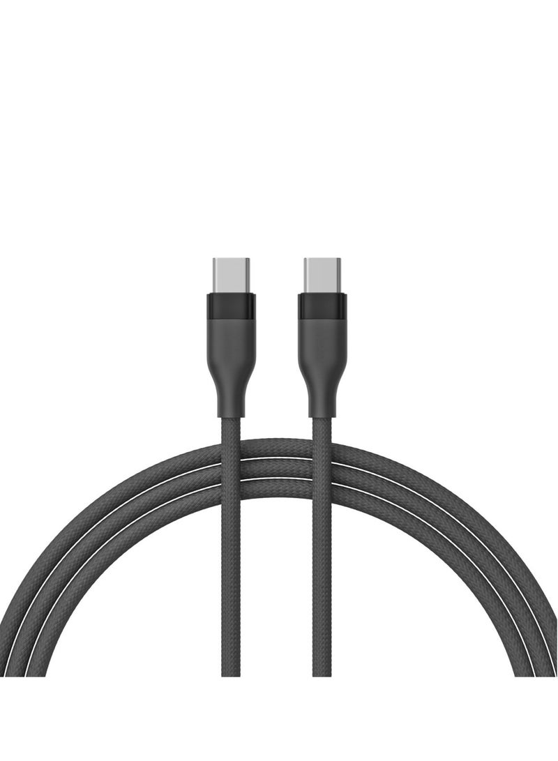 EKR 100W USB-C to USB-C Braided Fast Charging Cable | 2M | Emark Chip | High-Speed Data Transfer -  Black - Image 1