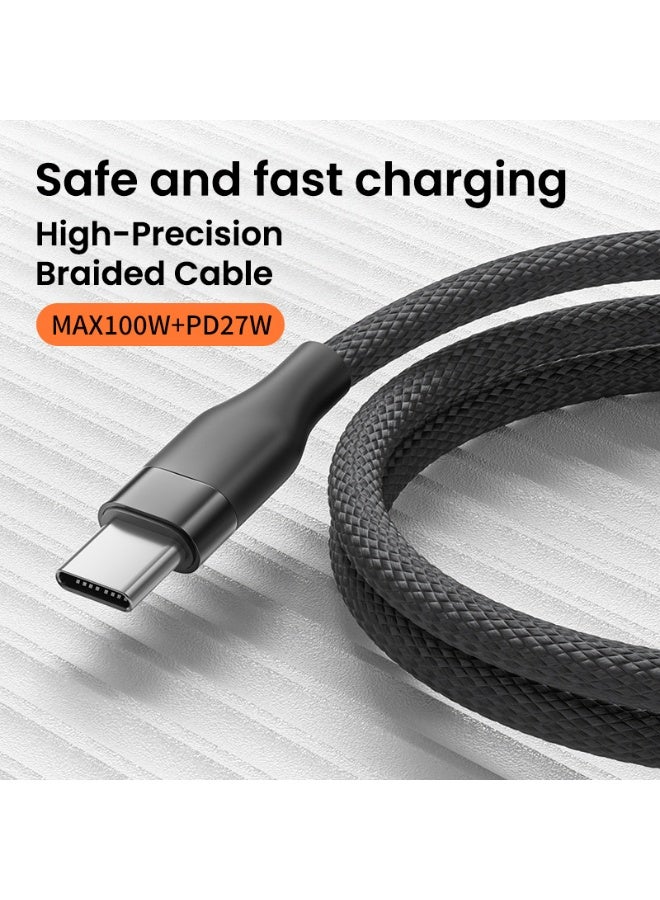 EKR 100W USB-C to USB-C Braided Fast Charging Cable | 2M | Emark Chip | High-Speed Data Transfer -  Black - Image 5