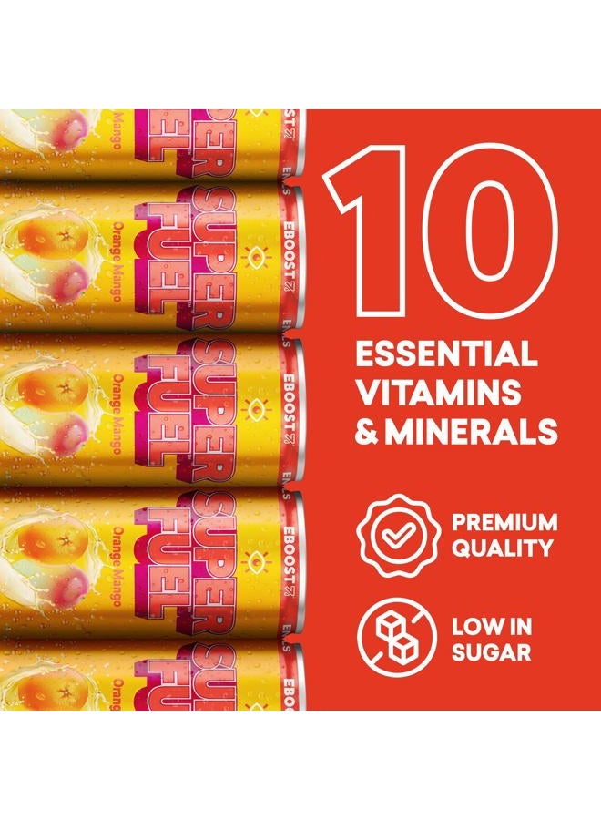 EBOOST Super Fuel Natural Energy Drink - Orange Mango - 12 Pack x 11.5 Fl Oz - Natural Caffeine from Coffee and Green Tea - Essential Electrolytes, Nootropics, and Vitamins - Sports Preworkout Drink - Image 3