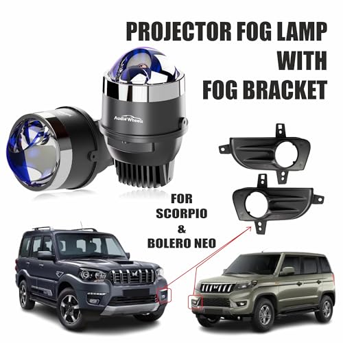 Audio Wheels 3" LED Projector Fog Lamp with Cover 120W, Tri-Color (White/Warm/Yellow) | Single Beam | with Blue Tint Film | Car & Vehicle Modification Fog Light | For Mahindra Bolero Neo/Scorpio - Image 2