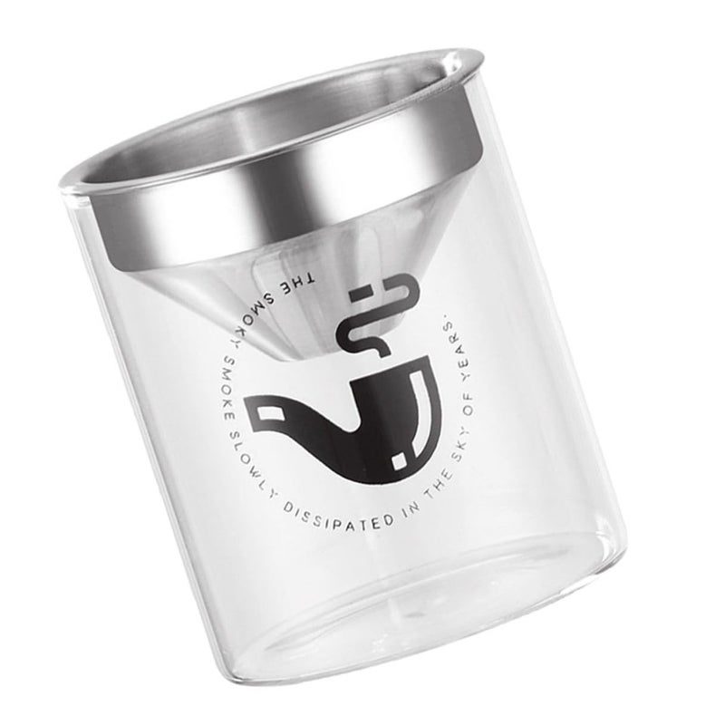 Glass Ashtray with Lid Funnel Design Polished Silver Finish Heat Resistant Ash Jar - Image 2