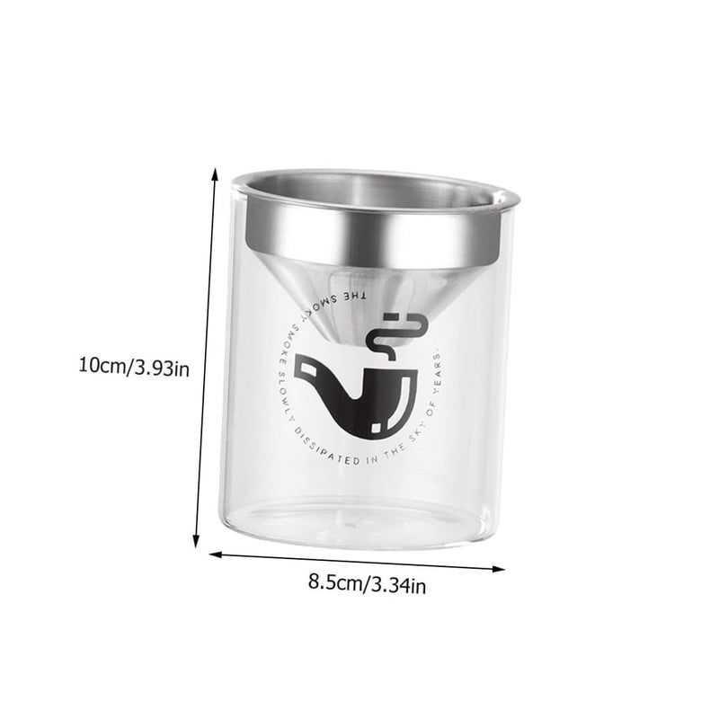 Glass Ashtray with Lid Funnel Design Polished Silver Finish Heat Resistant Ash Jar - Image 3