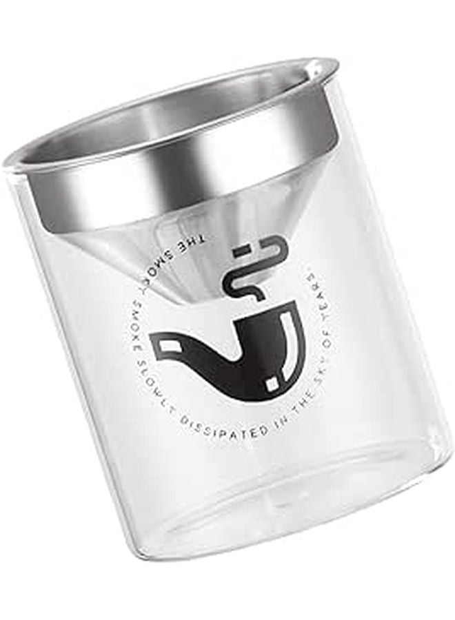 Glass Ashtray with Lid Funnel Design Polished Silver Finish Heat Resistant Ash Jar - Image 1