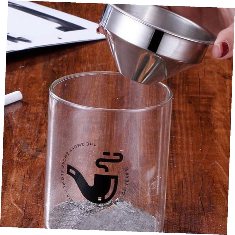 Glass Ashtray with Lid Funnel Design Polished Silver Finish Heat Resistant Ash Jar - Image 5