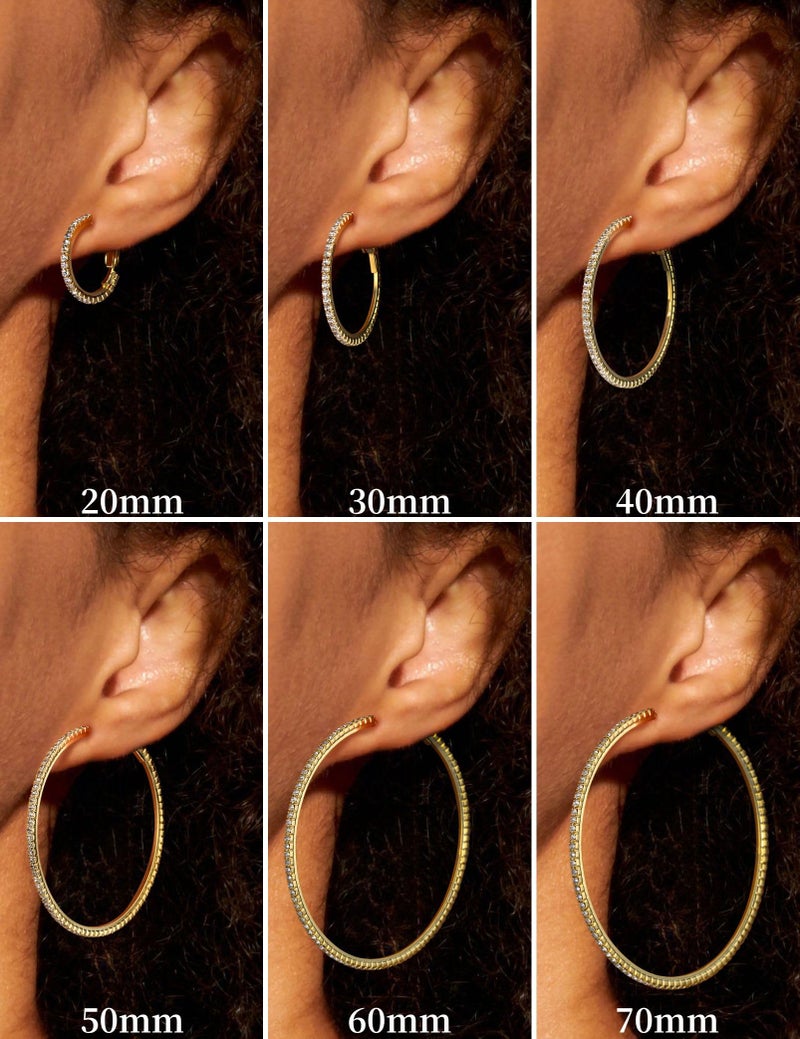 Kainier Gold Hoop Earrings for Women with Zircon Stones Hypoallergenic Sterling Silver Post Lightweight Hoops Jewelry 20mmâ€“70mm Large Gold Hoops Trendy Rhinestone Statement Earrings Gift for Her - Image 3