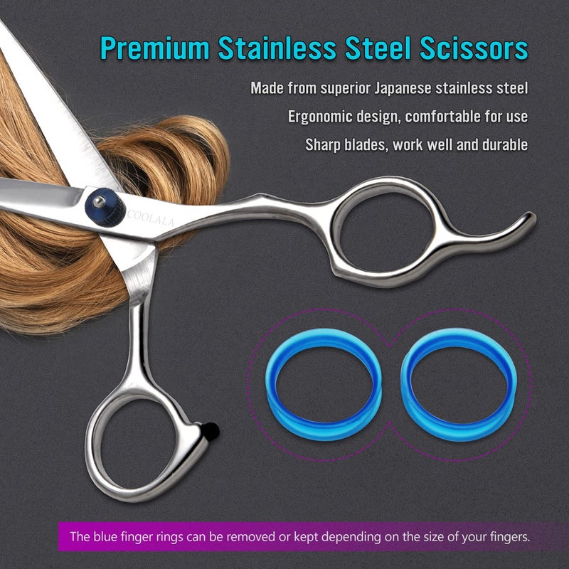 COOLALA Stainless Steel Hair Cutting Scissors 6.5 Inch Hairdressing Razor Shears Professional Salon Barber Haircut Scissors, One Comb Included, Home Use for Man Woman Adults Kids Babies - Image 5