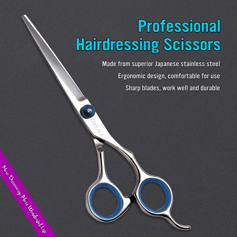COOLALA Stainless Steel Hair Cutting Scissors 6.5 Inch Hairdressing Razor Shears Professional Salon Barber Haircut Scissors, One Comb Included, Home Use for Man Woman Adults Kids Babies - Image 2