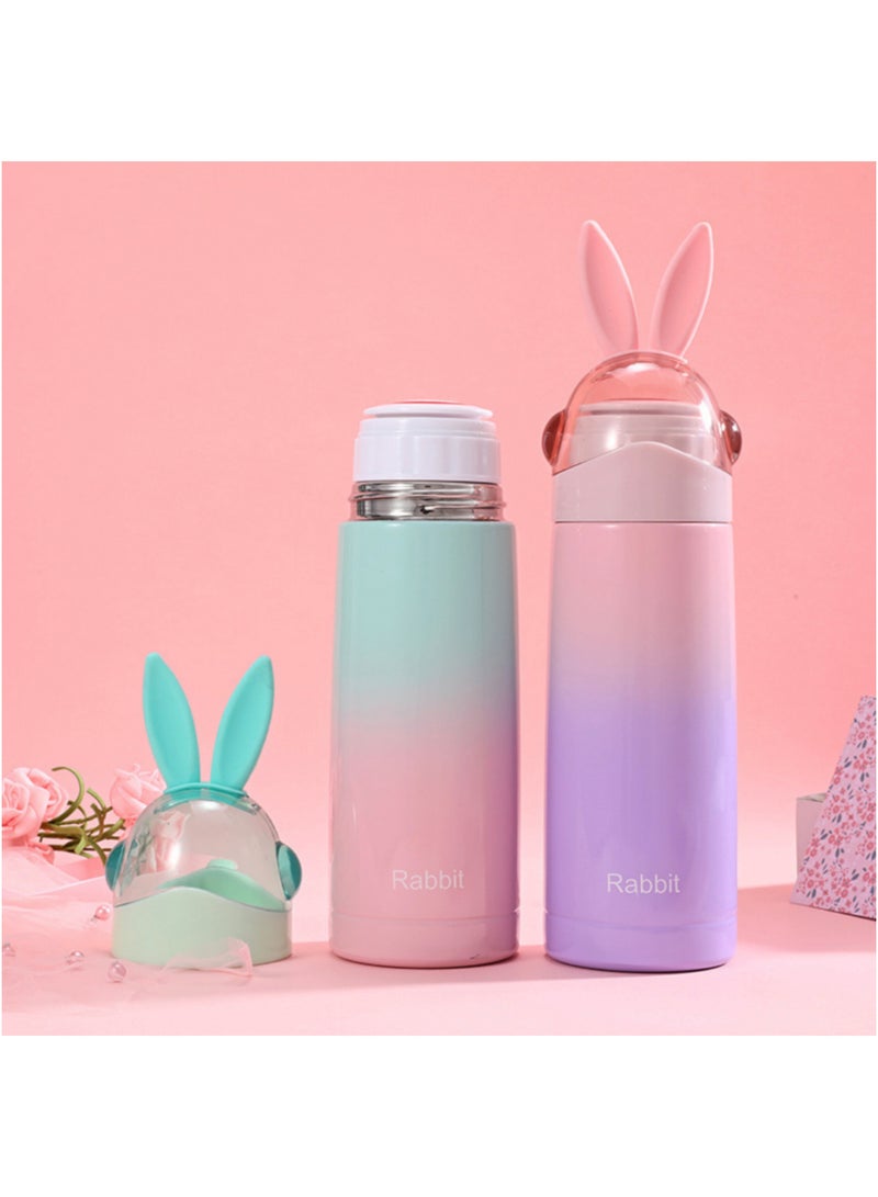 ترمس سفر للأطفال بتصميم أرنب لطيف – زجاجة ستانلس ستيل معزولة مقاومة للتسرب للماء والمشروبات الساخنة – - Image 5