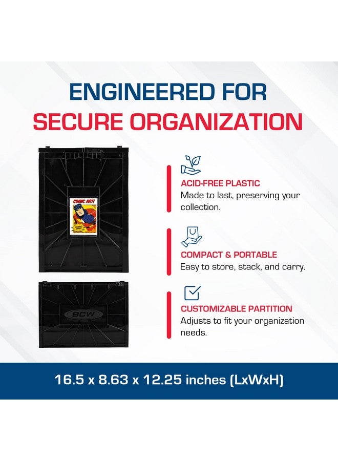 BCW Short Comic Book Bin | Holds 150 Comics | Stackable Plastic Storage | Acid-Free Organizer | Black, 2 Pack - Image 3