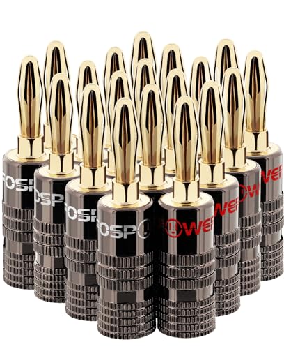 FosPower Banana Plugs 10 Pairs / 20 pcs, Closed Screw 24K Gold Plated Speaker Plug Connectors for Speaker Wire, Wall Plate, Home Theater, Audio/Video Receiver, Amplifiers and Sound Systems - Image 1