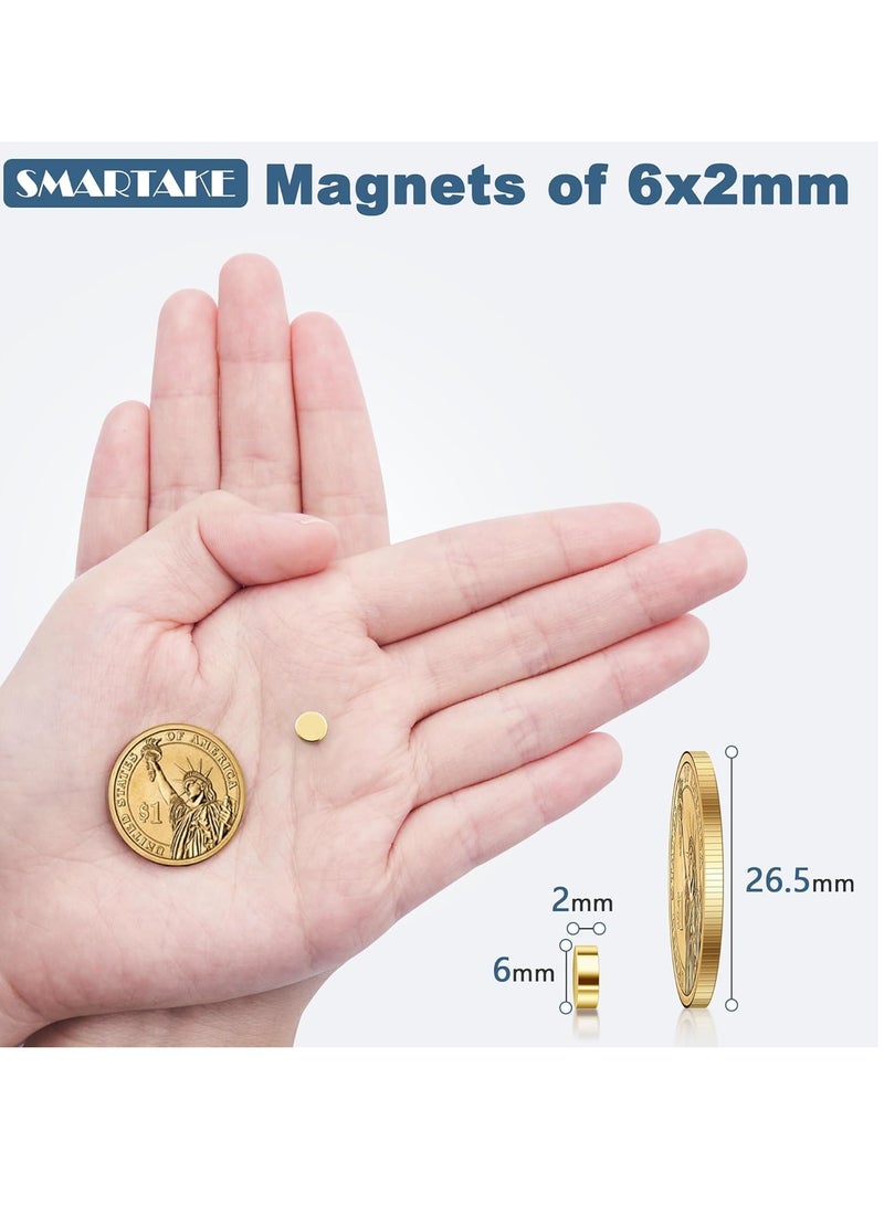 عام 40 قطعة مغناطيس للثلاجة، مغناطيس ثلاجة دائري صغير 6 × 2 مم، مغناطيس دائري صغير من النيوديميوم ممتاز متعدد الاستخدام، للسبورة البيضاء، لوحة الإعلانات، الحرف اليدوية، المنزل، المطبخ، المكتب، المدرسة (ذهبي) - Image 5