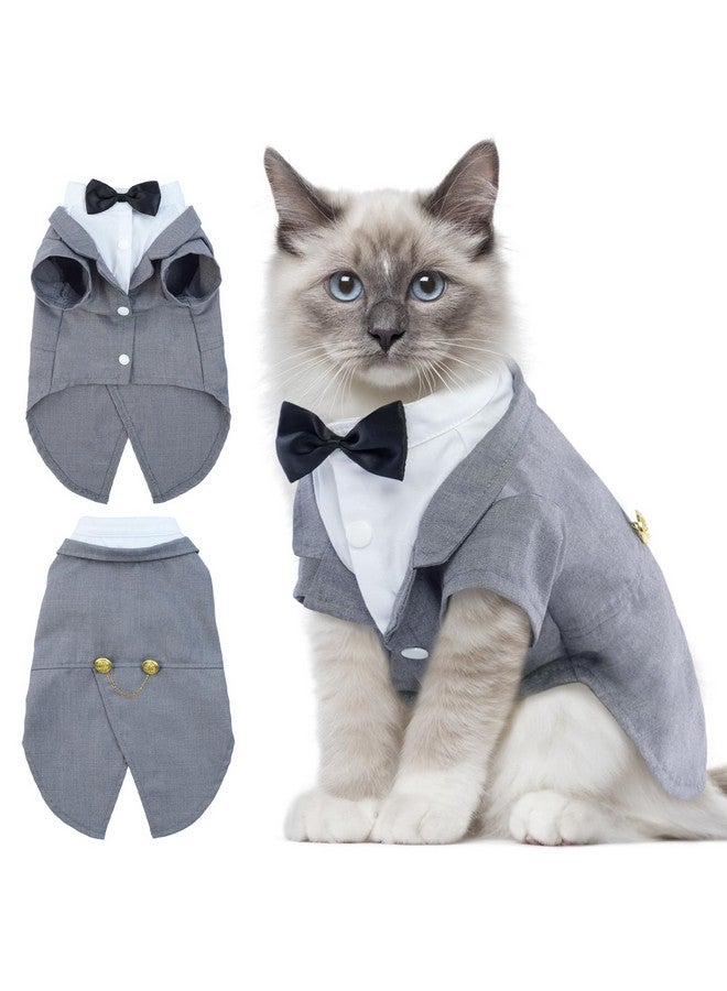 دينتران بدلة سهرة قطط، زي قط أبو الهول، بدلة رسمية مع ربطة عنق على شكل فيونكة، قميص قطط أنيق، ملابس أنيقة، زي قطط صغير، بدلة زفاف رسمية للقطط فقط - Image 1