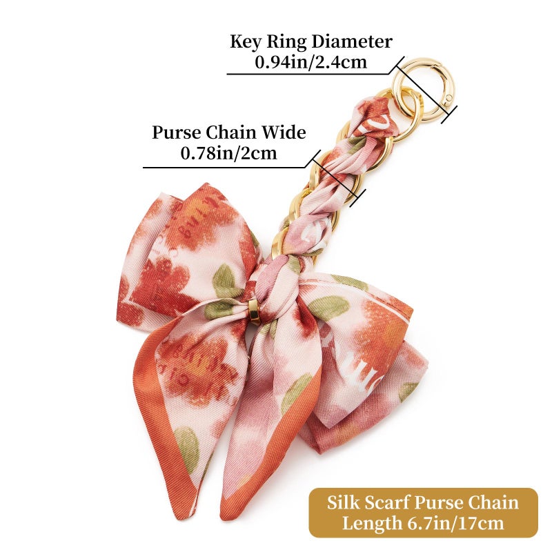 ZOOEASS Bag Extender Chain with Bow Ribbon Purse Chain Extender for Crossbody Bag Charms Women Handbag Decoration Accessories(Orange) - Image 2