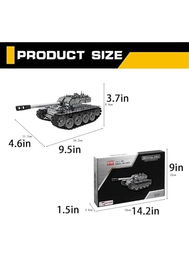 BYTEWAR Articulable 3D Metal Tank Puzzle Set - 843 Piece Erector Set for Adults and Boys -   Birthday Gift - Image 3