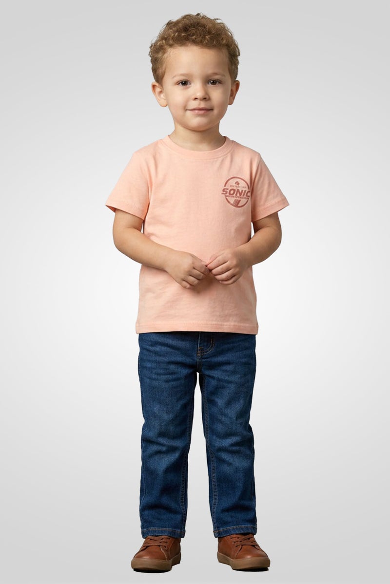 SONIC Toddlers Boy Graphic Print Short Sleeve T-Shirt, Coral - Image 1