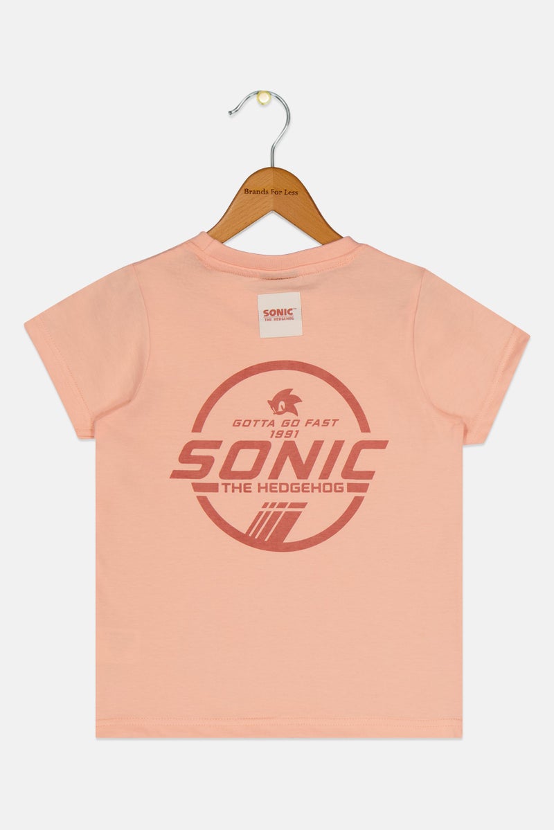 SONIC Toddlers Boy Graphic Print Short Sleeve T-Shirt, Coral - Image 2
