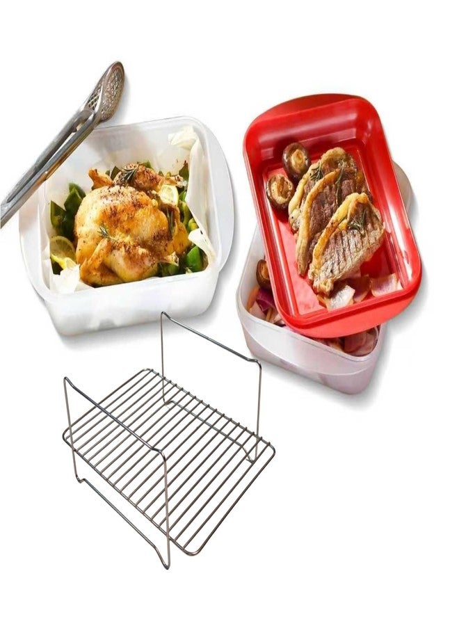 HSHQING Marinating Turkey Serving Platter with Lid | 4 3/4QT Holiday Roasting Pan with Stainless Steel Lifting Rack | Ideal for Less Than 15Lbs Small Turkeys n Chicken - Image 4