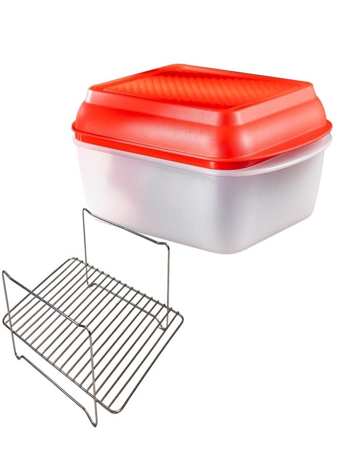 HSHQING Marinating Turkey Serving Platter with Lid | 4 3/4QT Holiday Roasting Pan with Stainless Steel Lifting Rack | Ideal for Less Than 15Lbs Small Turkeys n Chicken - Image 1