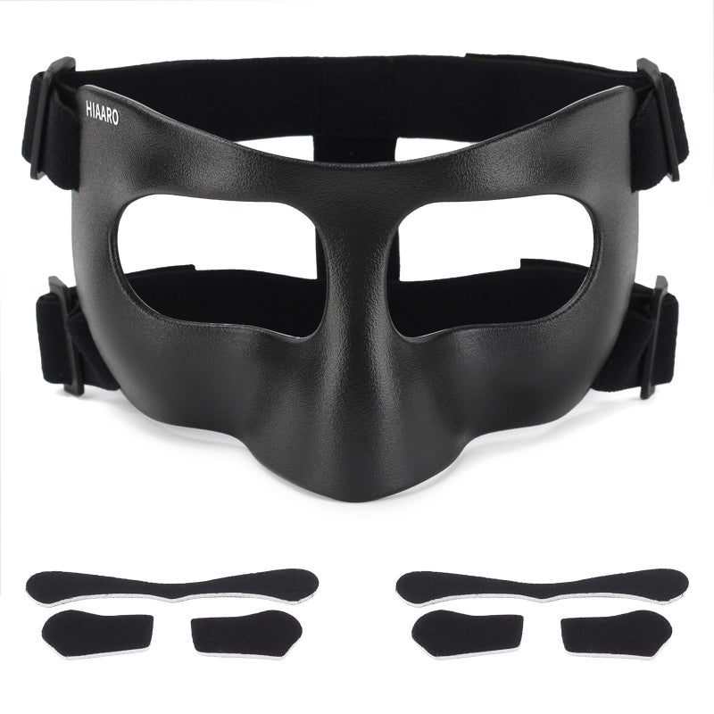 HIAARO QK03B Matte Nose Guard for Broken Nose Basketball Face Mask Protective Sports Shield for Soccer Adjustable with Padding for Men and Women - Image 2