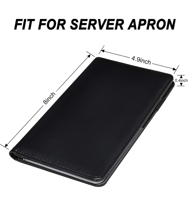HerriaT Server Books for Waitress - Leather Waiter Book Server Wallet with Zipper Pocket, Cute Waitstaff Organizer with Money Pocket Fit Waitress Apronï¼ˆClassic Blackï¼‰ - Image 2