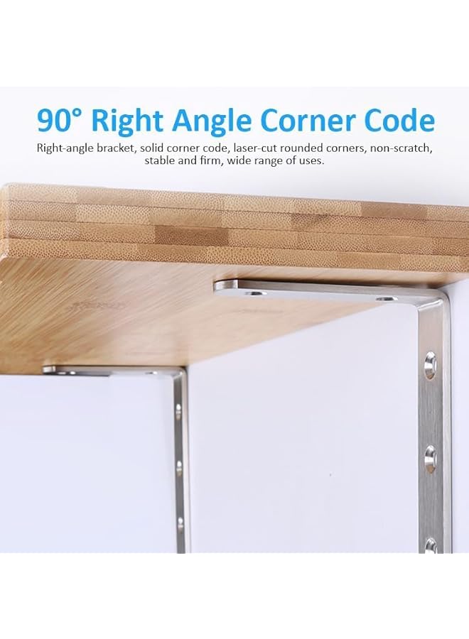 The Bros L Bracket with Screws, 4 PCS Heavy Duty Angle Bracket, 90 Degree Stainless Steel Right Angle Bracket with Screws, Easy to Install Shelf Brackets, Suitable for Acrylic Wood Board Support - Image 4