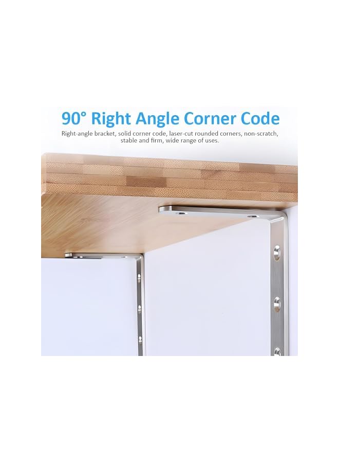 The Bros L Bracket with Screws, 4 PCS Heavy Duty Angle Bracket, 90 Degree Stainless Steel Right Angle Bracket with Screws, Easy to Install Shelf Brackets, Suitable for Acrylic Wood Board Support - Image 5