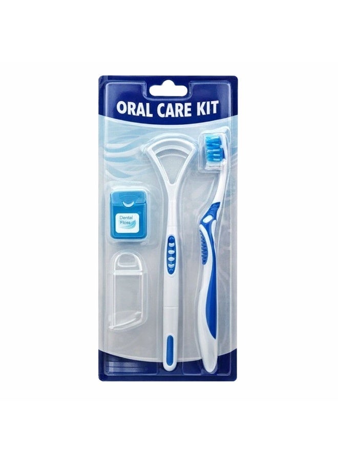 Oral Care Kit Set with Toothbrush, Tongue Cleaner & Dental Floss – Travel Hygiene Kit - Image 1