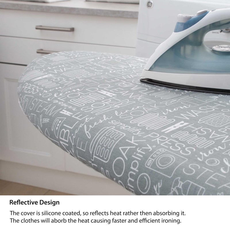 Simplify Ironing Board Cover | Scorch Resistant | Cotton | Thick Padding | Stretch Elastic Fit | Hook and Loop Fasteners | Cover ONLY | Grey - Image 3