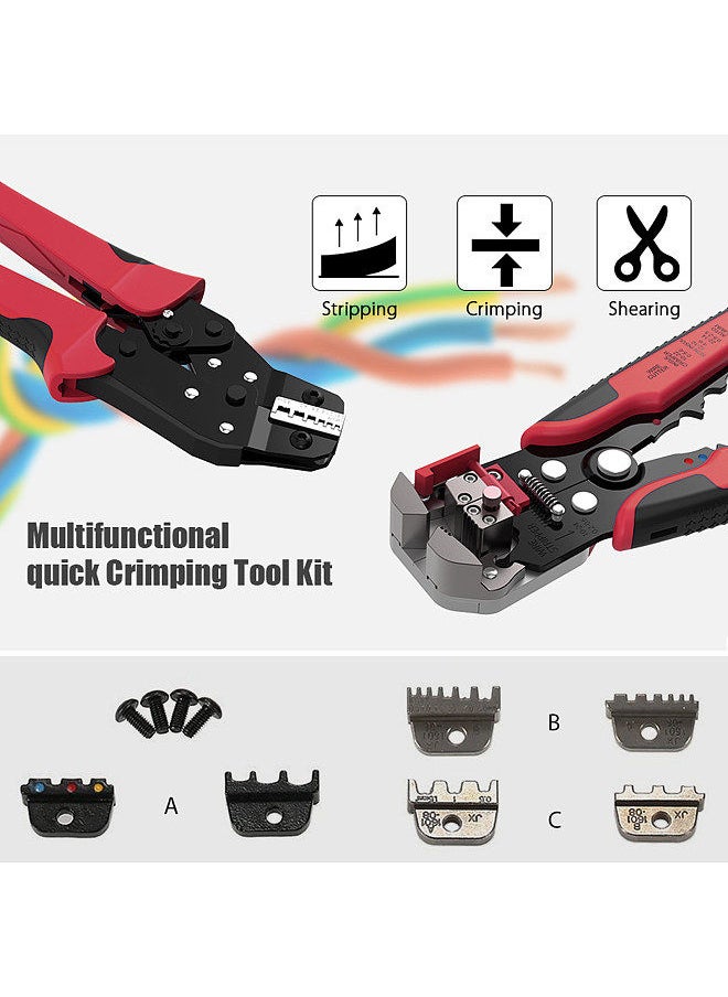 Generic - Professional 4 In 1 Wire Crimpers Engineering Ratcheting Terminal Crimping Pliers Bootlace Ferrule Crimper Tool Cord End Terminals With Wire Stripper Red and Black - Image 1