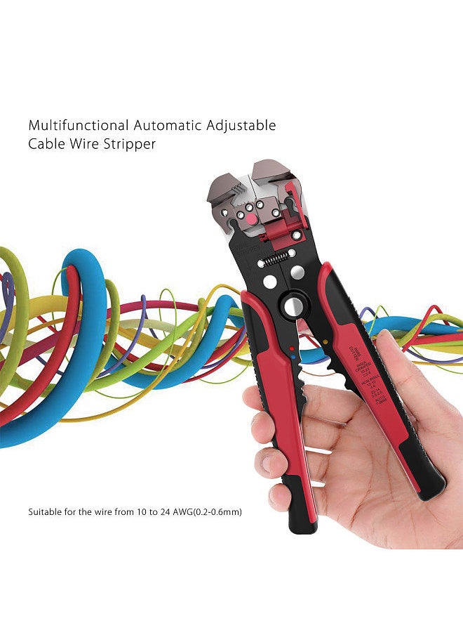 Generic - Professional 4 In 1 Wire Crimpers Engineering Ratcheting Terminal Crimping Pliers Bootlace Ferrule Crimper Tool Cord End Terminals With Wire Stripper Red and Black - Image 1