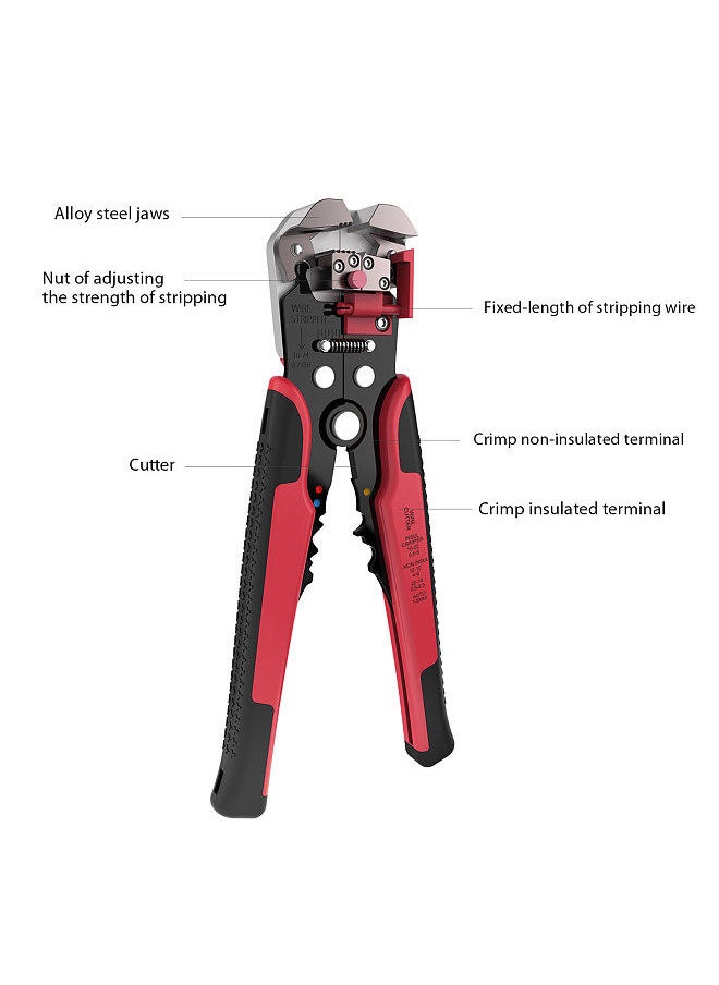 Generic - Professional 4 In 1 Wire Crimpers Engineering Ratcheting Terminal Crimping Pliers Bootlace Ferrule Crimper Tool Cord End Terminals With Wire Stripper Red and Black - Image 1