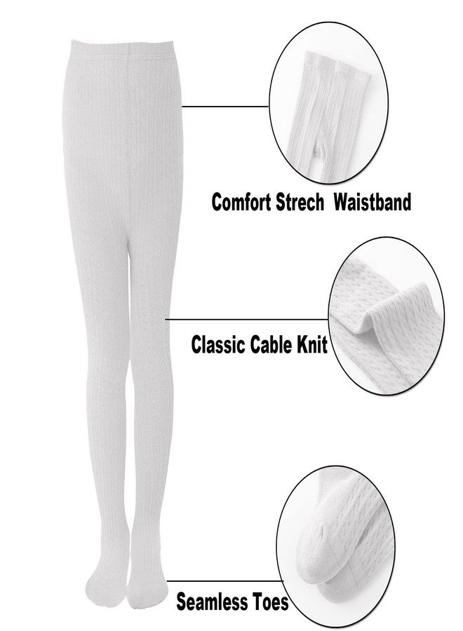EPEIUS Toddler Girls Thick Cable Knit Leggings Warm Cotton Pantyhose Dress Tights School Uniform Tights Baby Stockings Ivory White, 2-4 Years - Image 5