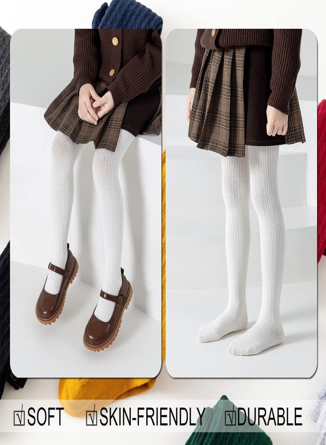 EPEIUS Toddler Girls Thick Cable Knit Leggings Warm Cotton Pantyhose Dress Tights School Uniform Tights Baby Stockings Ivory White, 2-4 Years - Image 3