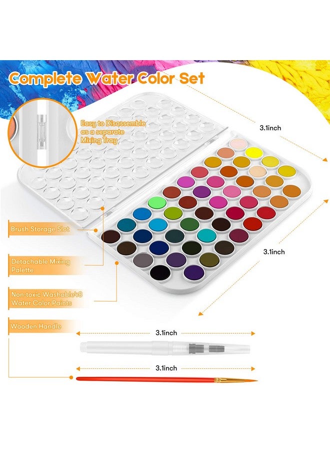 Taotree Watercolor Paint Set 48 Color Watercolors Cake & A Brush A Refillable Water Brush Pen Portable Water Colors Paints Set For Kids Children Students Adults Beginner Artists Painting Supplies - Image 2