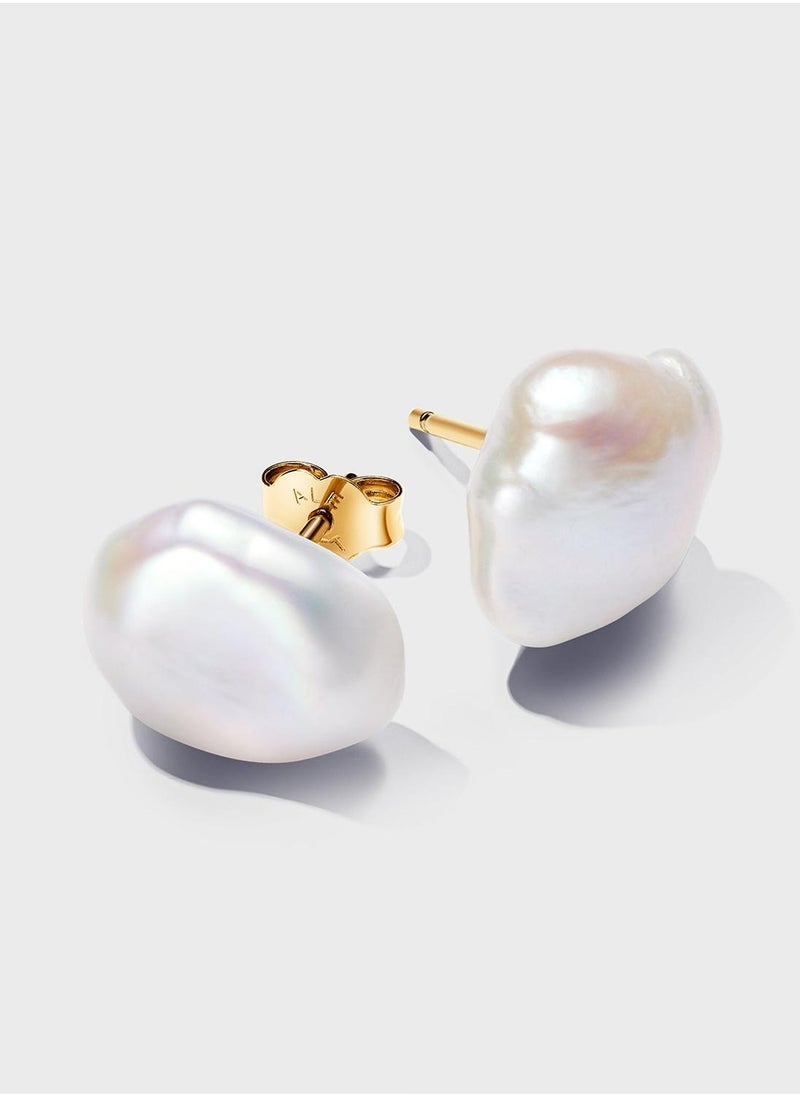باندورا 14K Gold Plated Stud Baroque Earrings  - Image 1