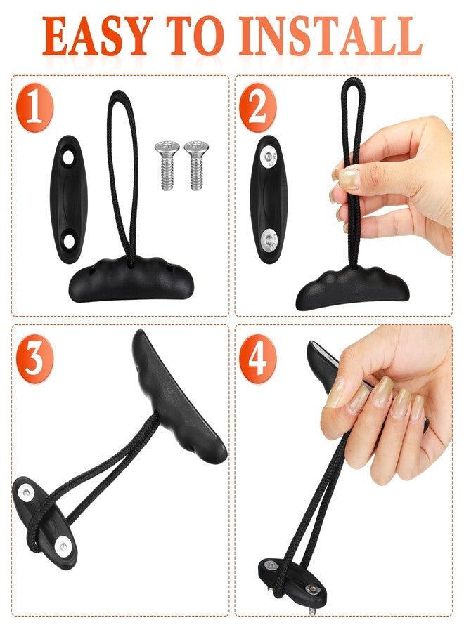 مجموعة مقابض قوارب الكاياك Relaxgiant المكونة من 4 قطع: مقبض حمل، مقبض سحب، مقبض على شكل حرف T مع حبل وحلقات تثبيت ومسامير لقوارب الكاياك Emotion، طقم تركيب بديل لقوارب الكاياك (أسود) - Image 5